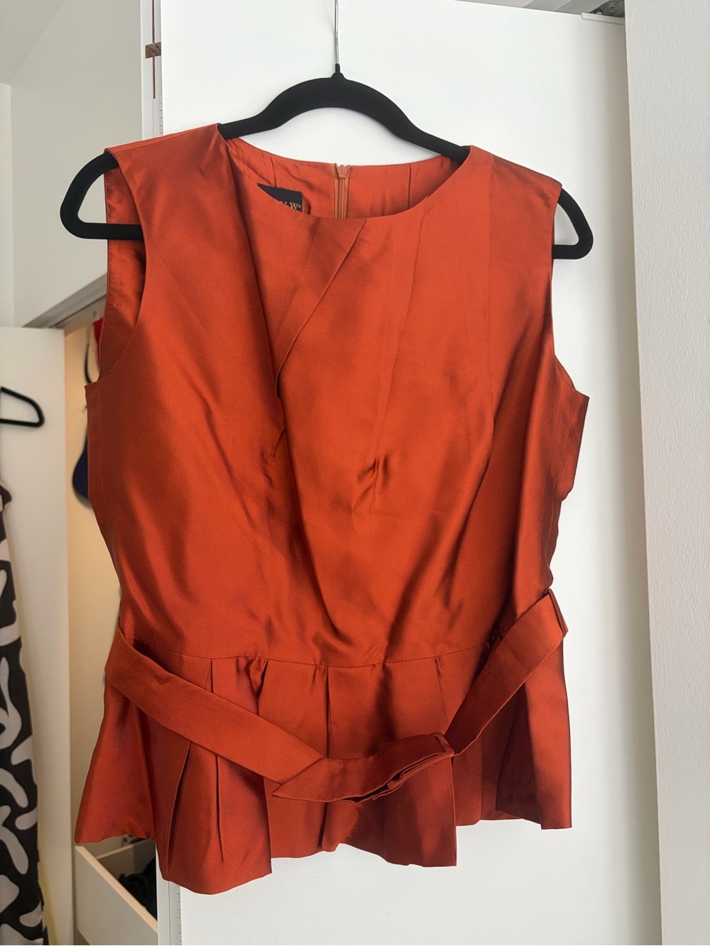 PAUW Sleeveless Rust Peplum Top - 100% silk